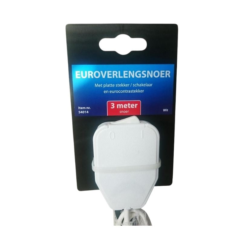 BS verlengsnoer Haaks Plat 3 meter 2x0.75mm Wit