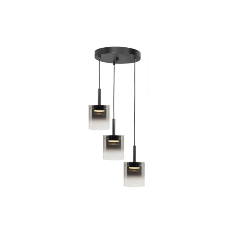 Highlight Salerno 3-Lichts LED Hanglamp Zwart/Glas