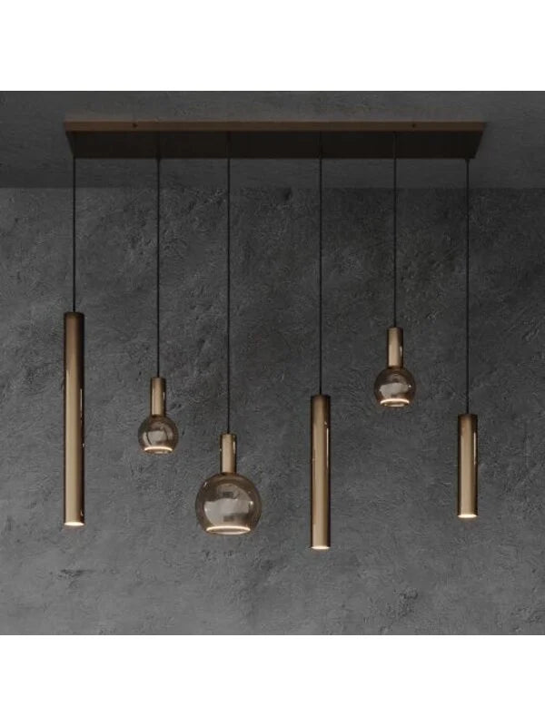 Ztahl Riva 6-Lichts Hanglamp 120x22cm 4370-Platinum 3x Ø51mm Platinum