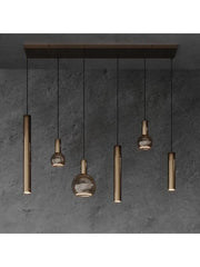 Ztahl Riva 6-Lichts Hanglamp 120x22cm 4370-Platinum 3x Ø51mm Platinum